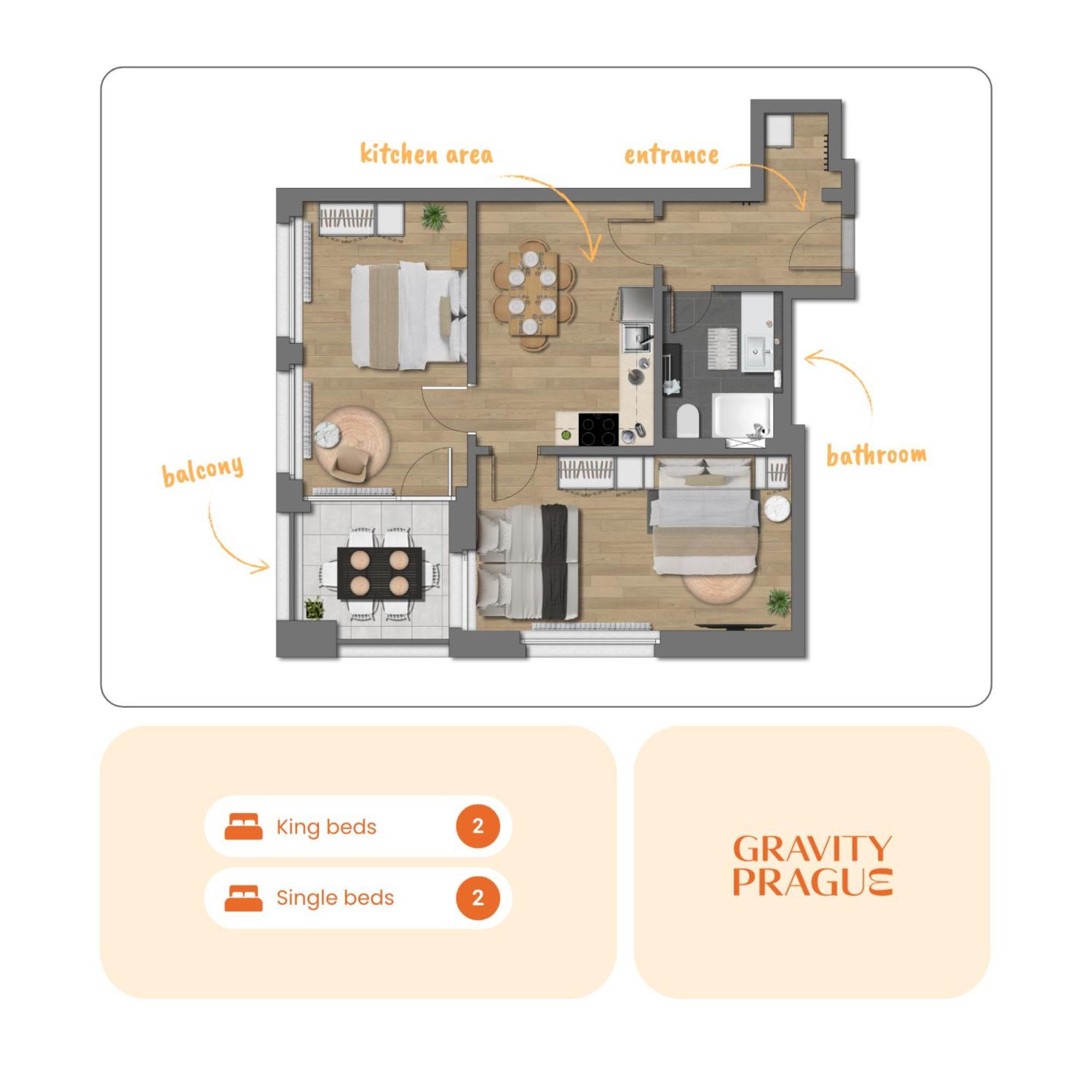 Bright 2Br - 7Th Floor, Balcony, Free Parking By Gravity Prague Apartment Екстериор снимка